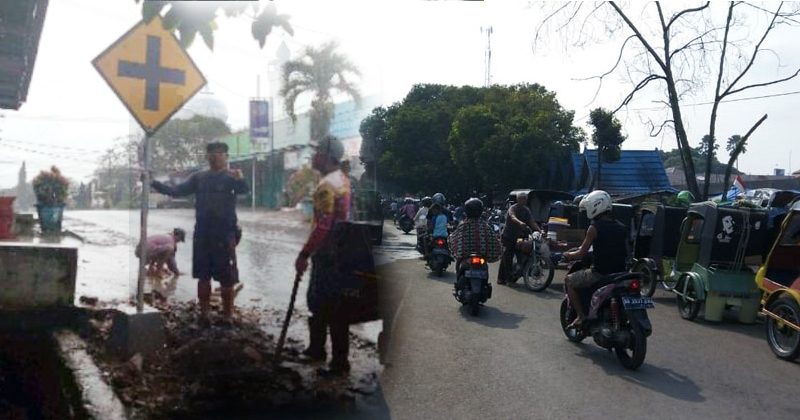 pemasangan rambu lalu lintas di kota arga makmur